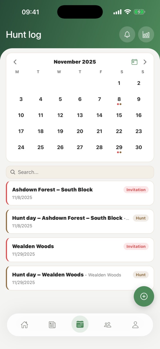 Hunterz app — hunting journal